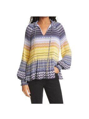 Ted Baker Ted Baker Delile long sleeve pleated v neck Blouse Size 3